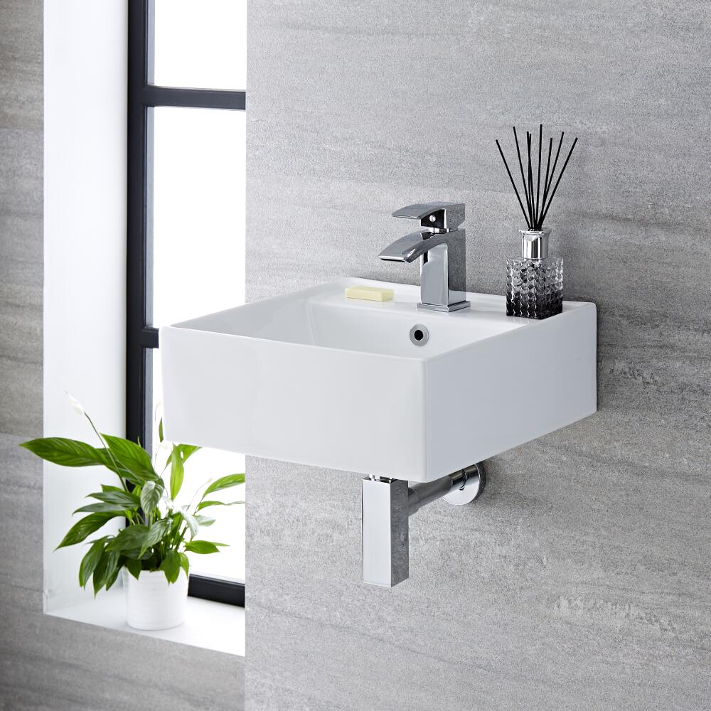 Lavabo Sobre Encimera Cuadrado de Cerámica 400x400mm - Halwell