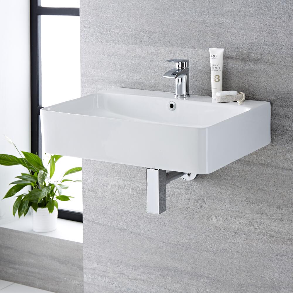 Lavabo Sobre Encimera Rectangular de Cerámica 600x420mm - Exton