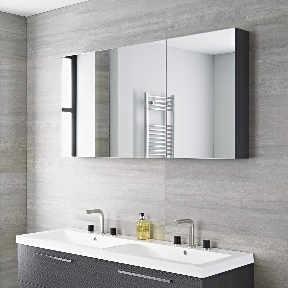 Espejo con Armario de Baño 1350x150x700 - Gris
