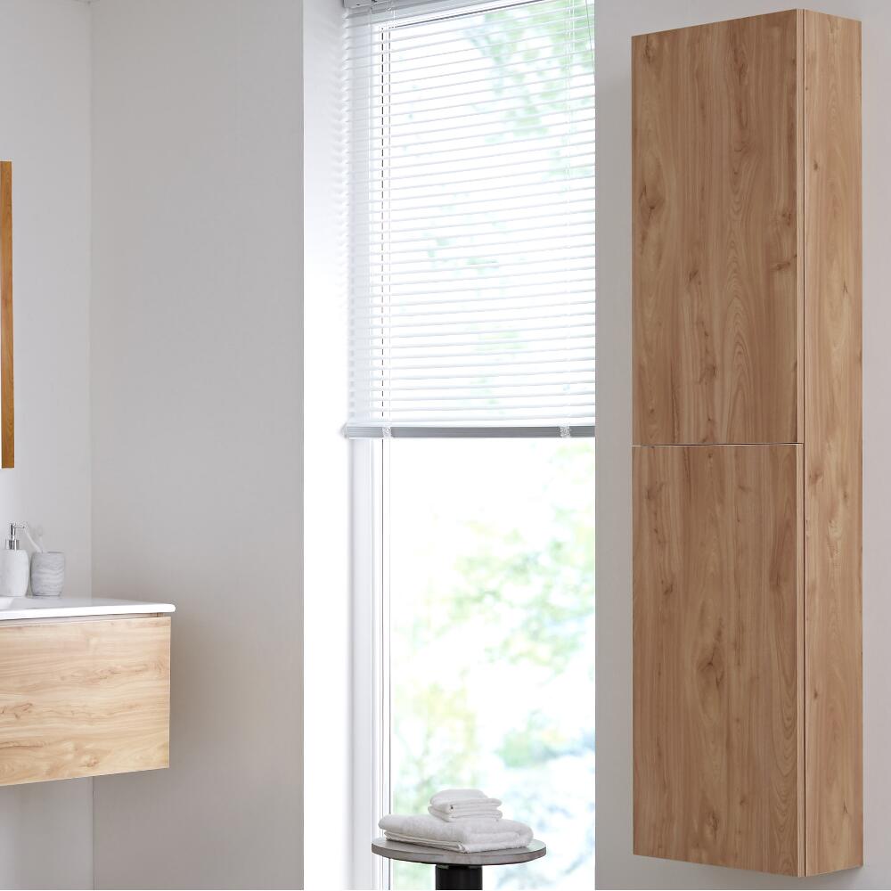 Armario de Pared de 350x1500mm para Cuarto de Baño Color Roble Dorado - Newington