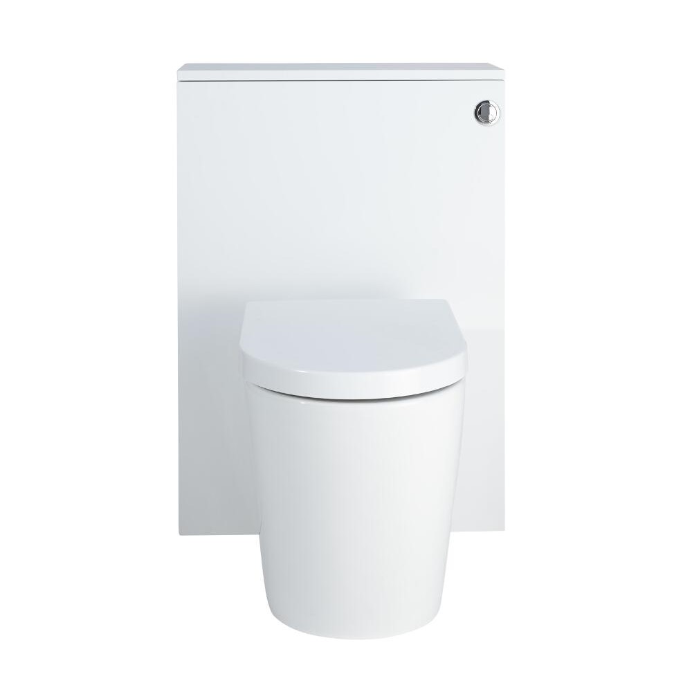 Mueble de Baño de 600mm Color Blanco Opaco con Inodoro y Placa de Accionamiento - Newington