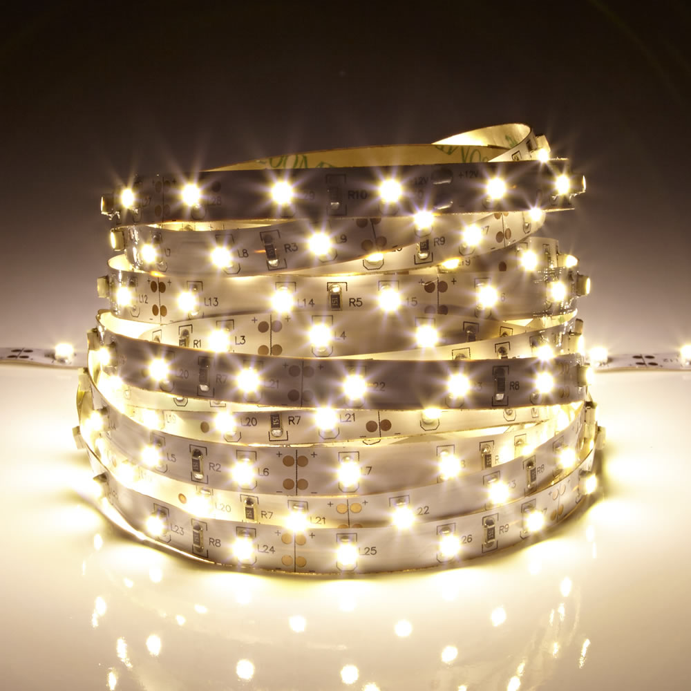 Biard Tira de 60 Luces LED 3528 de 5 Metros IP20 12V Blanco Cálido