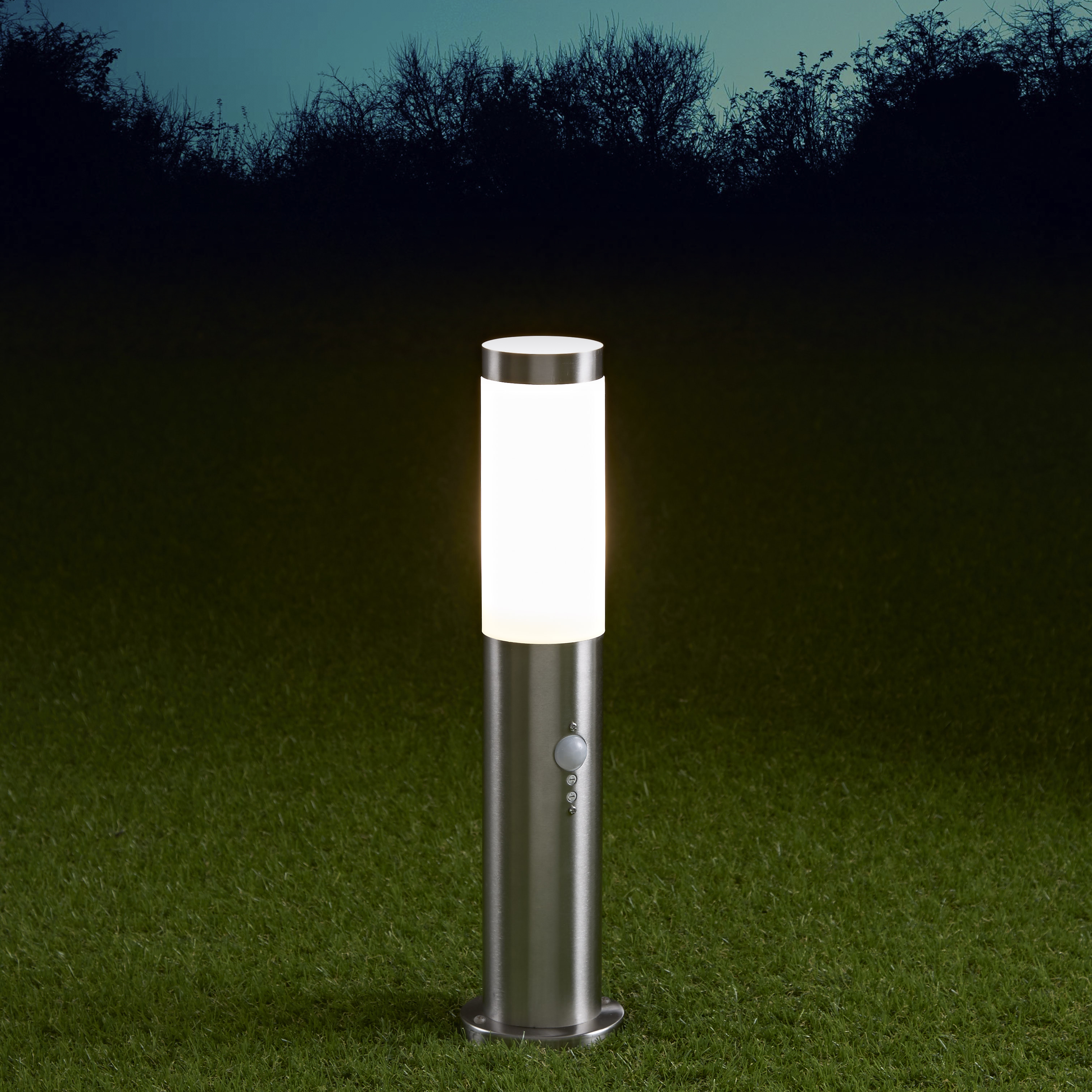Biard Sobremuro LED 450mm para Exteriores con Detector de Presencia 6W de Acero Inoxidable y Bombilla E27 - Le Mans