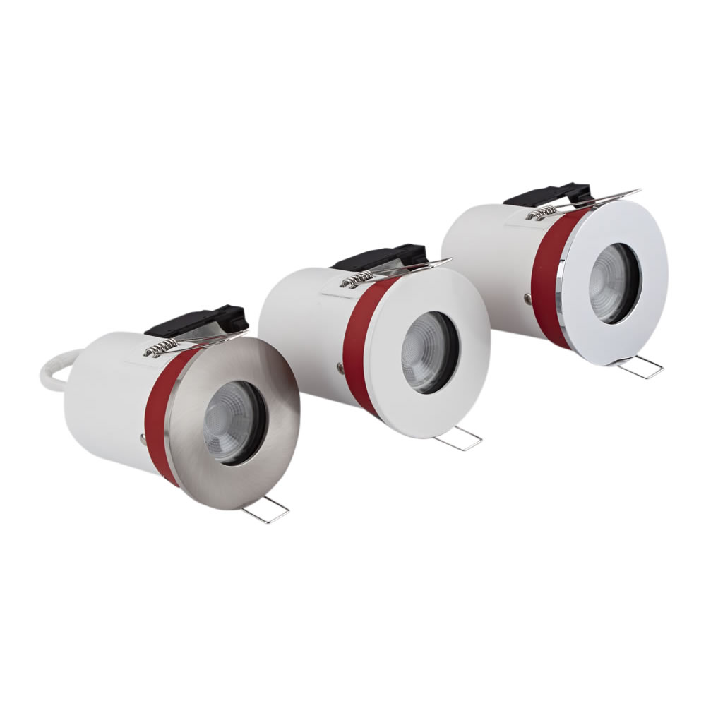 Biard Conjunto con 3 Focos Downlight Empotrables de Techo Clasifícación Ignífuga GU10 IP65 con Biseles Redondos Disponibles en 3 Colores