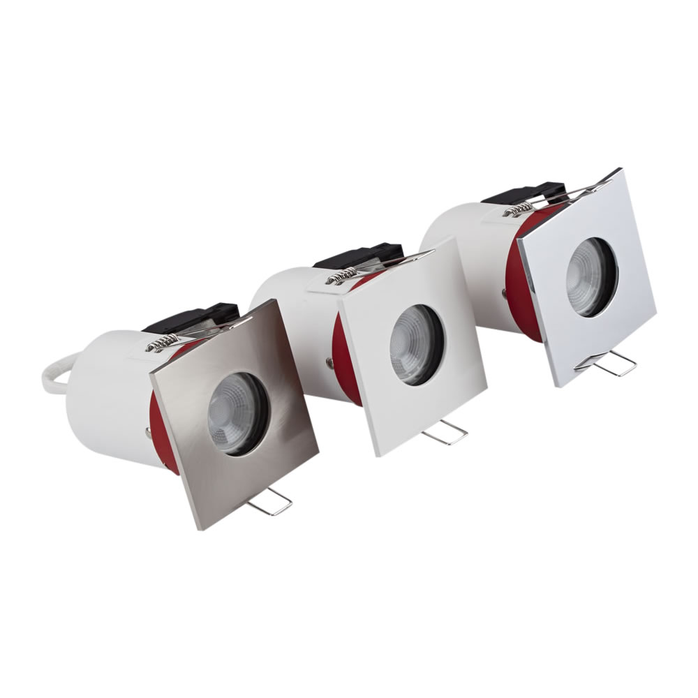 Biard Conjunto con 3 Focos Downlight Empotrables de Techo Clasifícación Ignífuga GU10 IP65 con Bisel Cuadrado Disponible en 3 Colores
