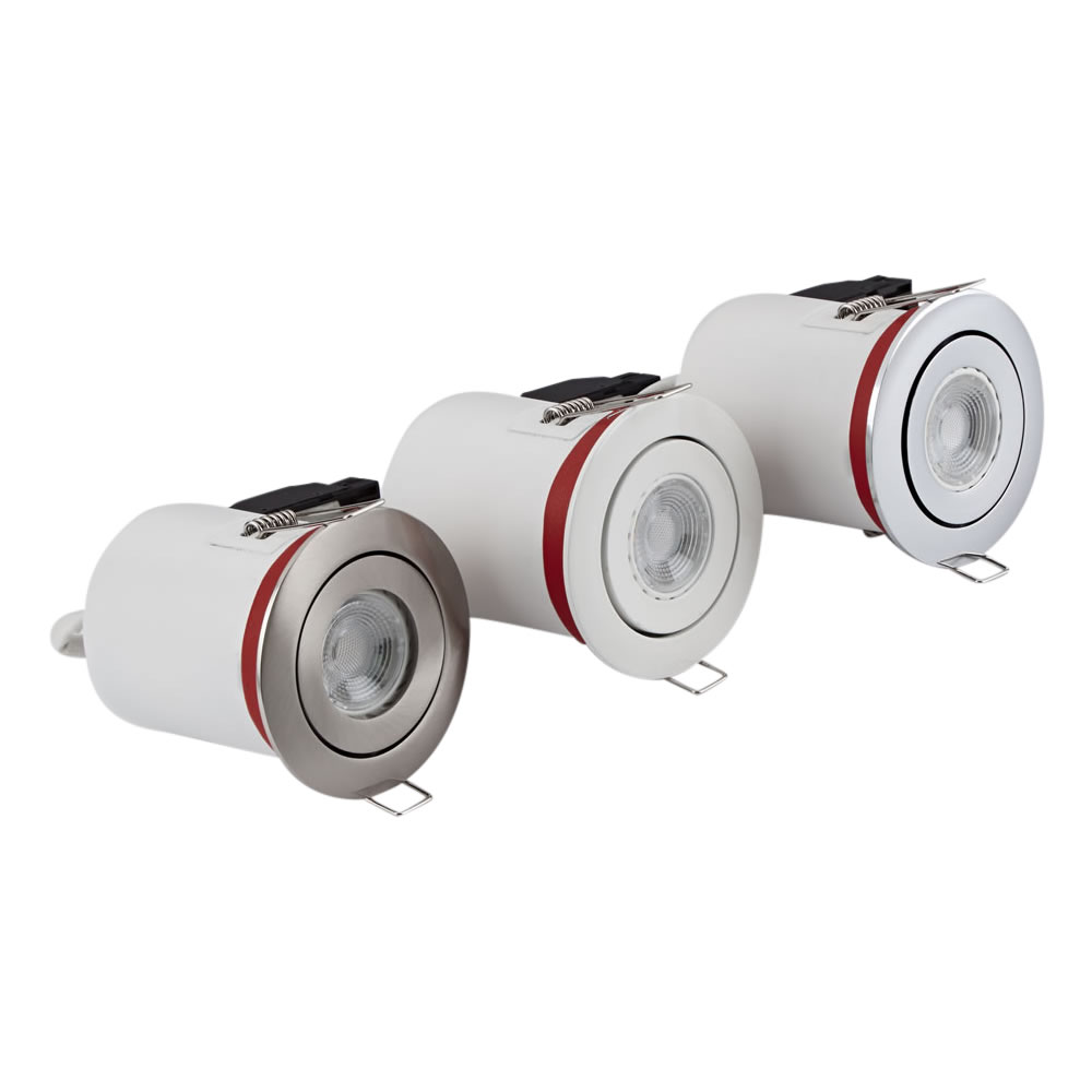 Biard Conjunto con 3 Focos Downlight Empotrables IP20 GU10 Inclinables de Techo Clasifícación Ignífuga con Bisel Redondo Disponible en 3 Colores