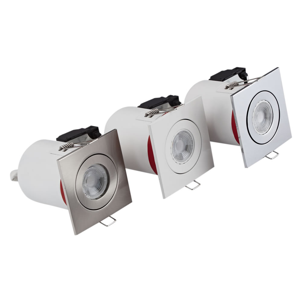 Biard Conjunto con 3 Focos Downlight Empotrables IP20 GU10 Inclinables de Techo Clasifícación Ignífuga con Biseles Cuadrados Disponibles en 3 Colores