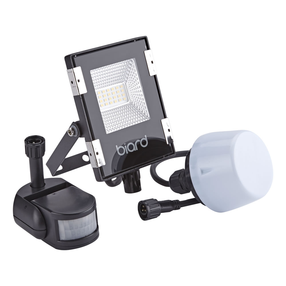 Biard Foco Proyector Plano Negro 10W con Opción entre Sensor PIR o Sensor Crepuscular
