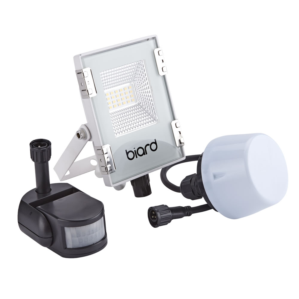 Biard Foco Proyector Plano Blanco 10W con Opción entre Sensor PIR o Sensor Crepuscular
