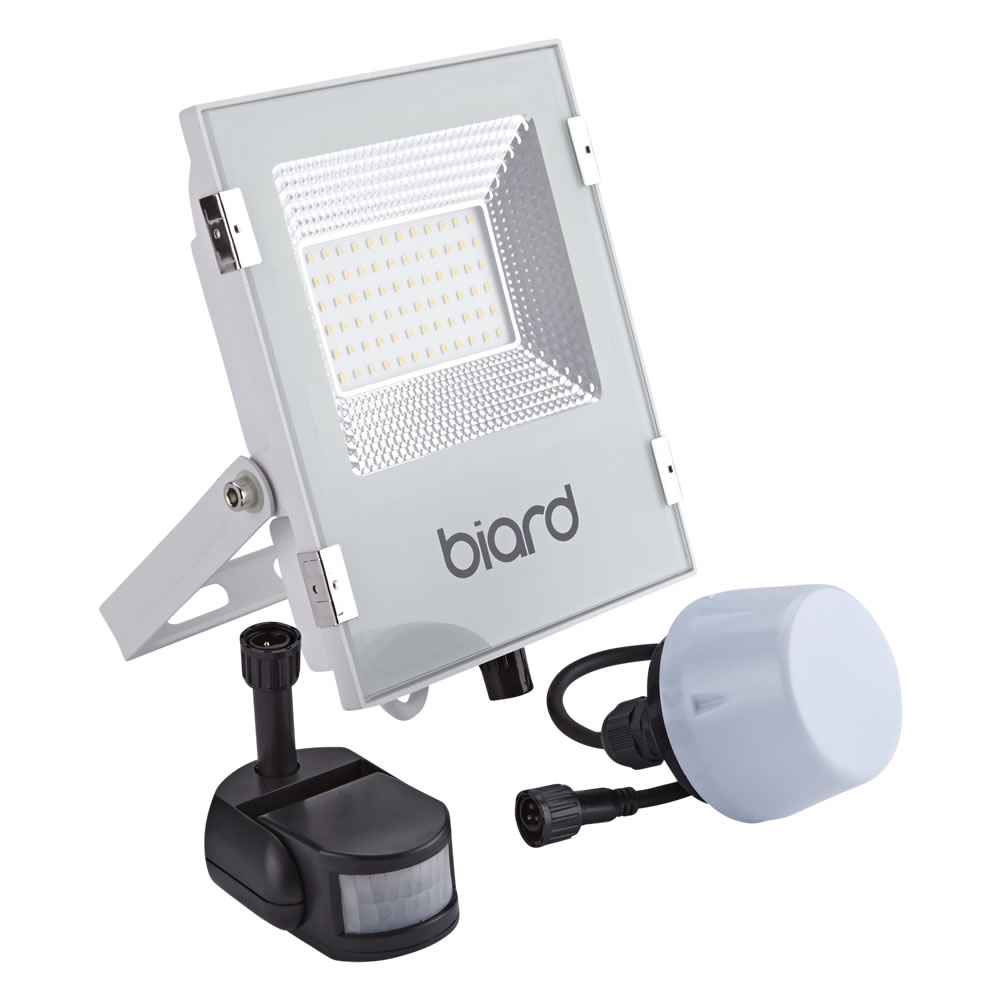 Biard Foco Proyector Plano Blanco 30W con Opción entre Sensor PIR o Sensor Crepuscular