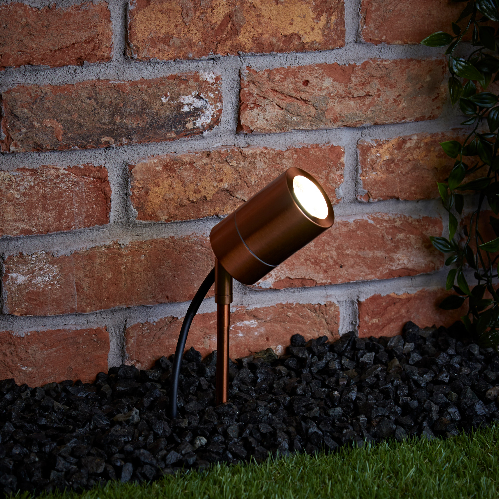 Biard Foco Proyector con Estaca de Acero Color Cobre para Exteriores con Bombilla Opcional – Le Mans