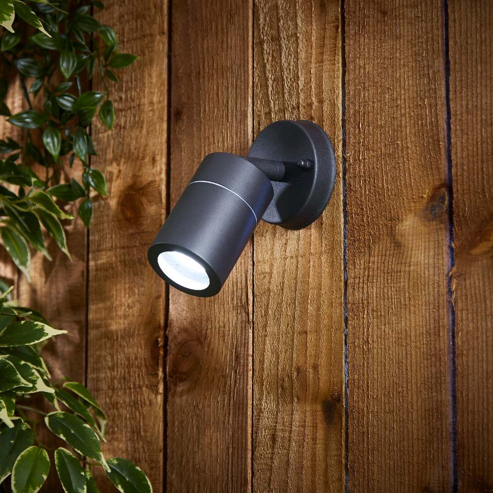 Biard Apliqué de Pared Exterior con Estructura de Acero Negro Inoxidable Descendiente Orientable - Le Mans