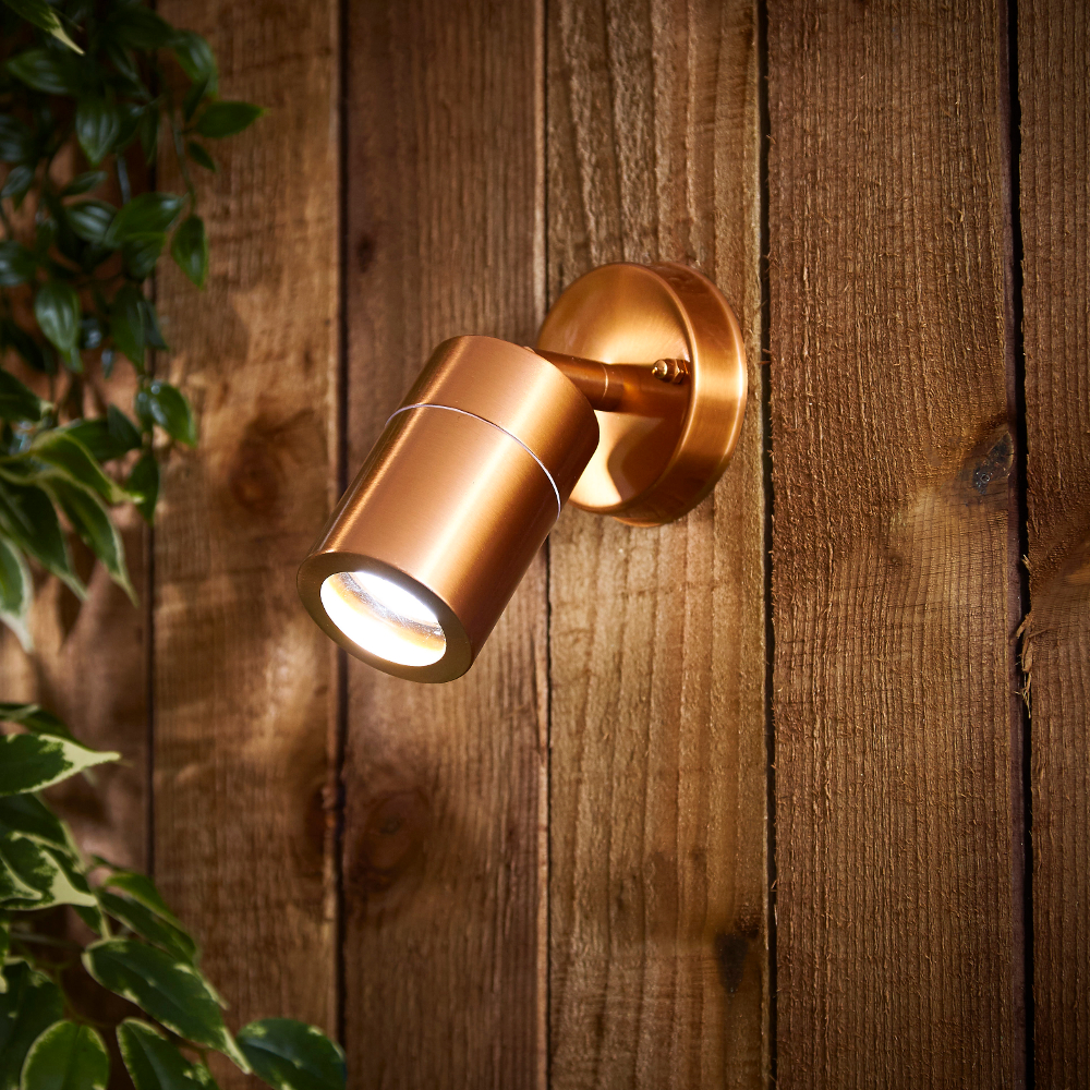 Biard Apliqué de Pared Exterior con Estructura de Acero Inoxidable Efecto Cobre Descendiente Orientable - Le Mans