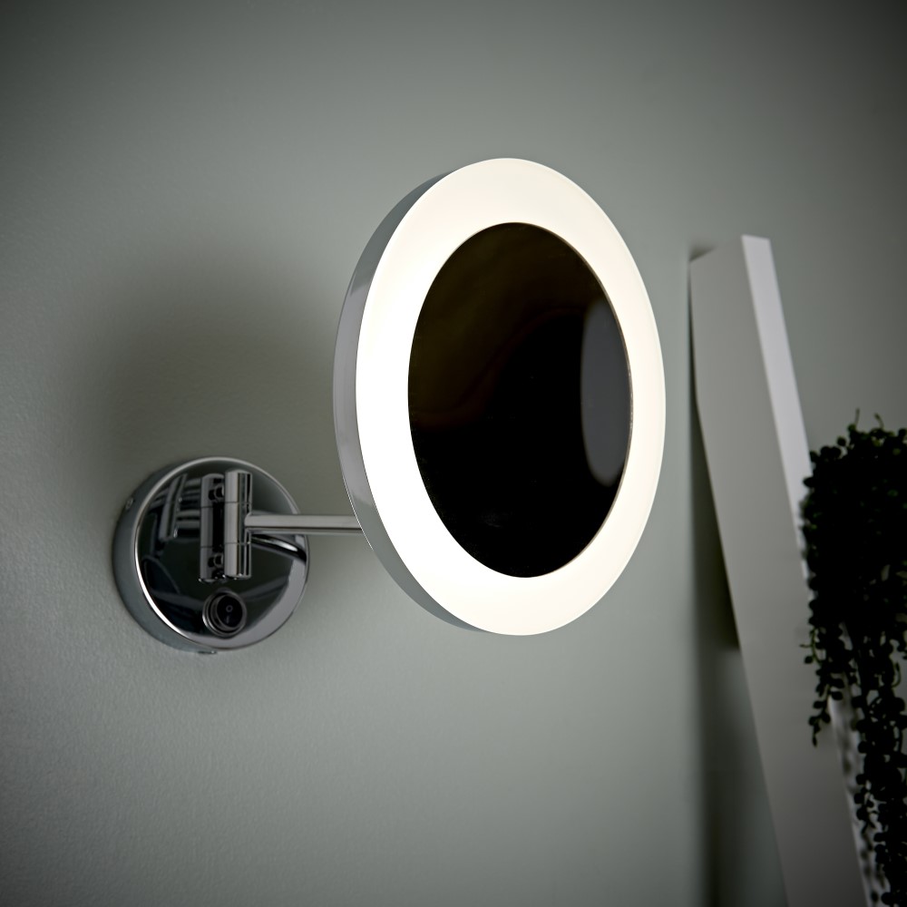 Espejo de Aumento x3 Mural LED Redondo para Baño con Brazo Extensible - Monoun