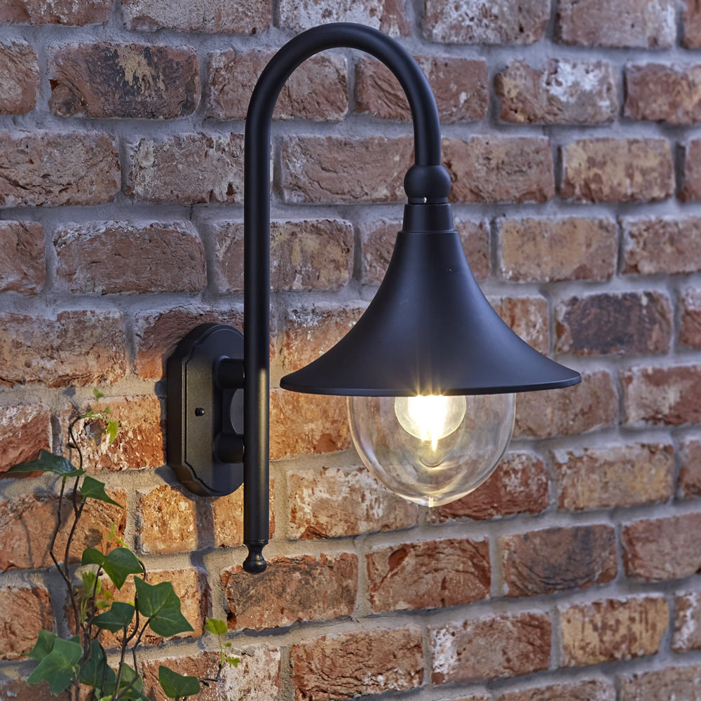 Biard Farol Apliqué Exterior Descendiente Color Negro y Bombilla E27 - Florence
