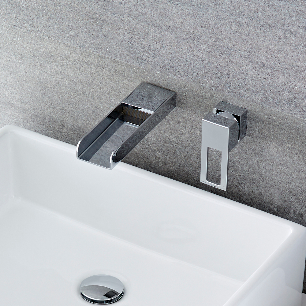 Mezclador de Lavabo Mural con Caño Abierto Efecto Cascada - Parade