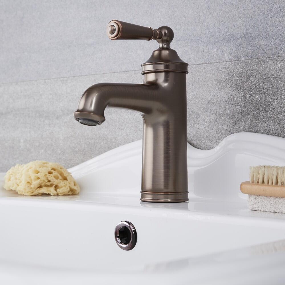 Grifo Mezclador Tradicional Monoforo para Lavabo Efecto Bronce Bruñido - Colworth