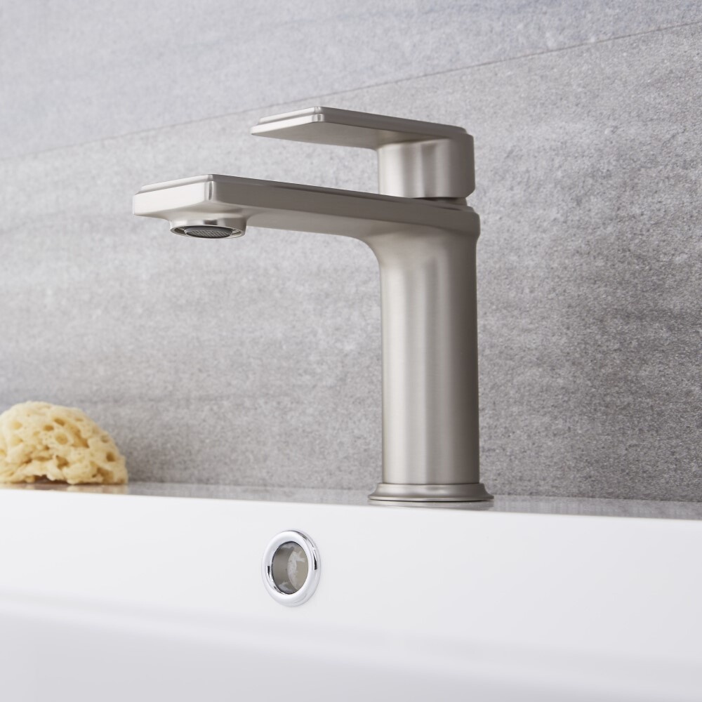 Grifo Mezclador Moderno para Lavabo Acabado Níquel Cepillado - Aldwick