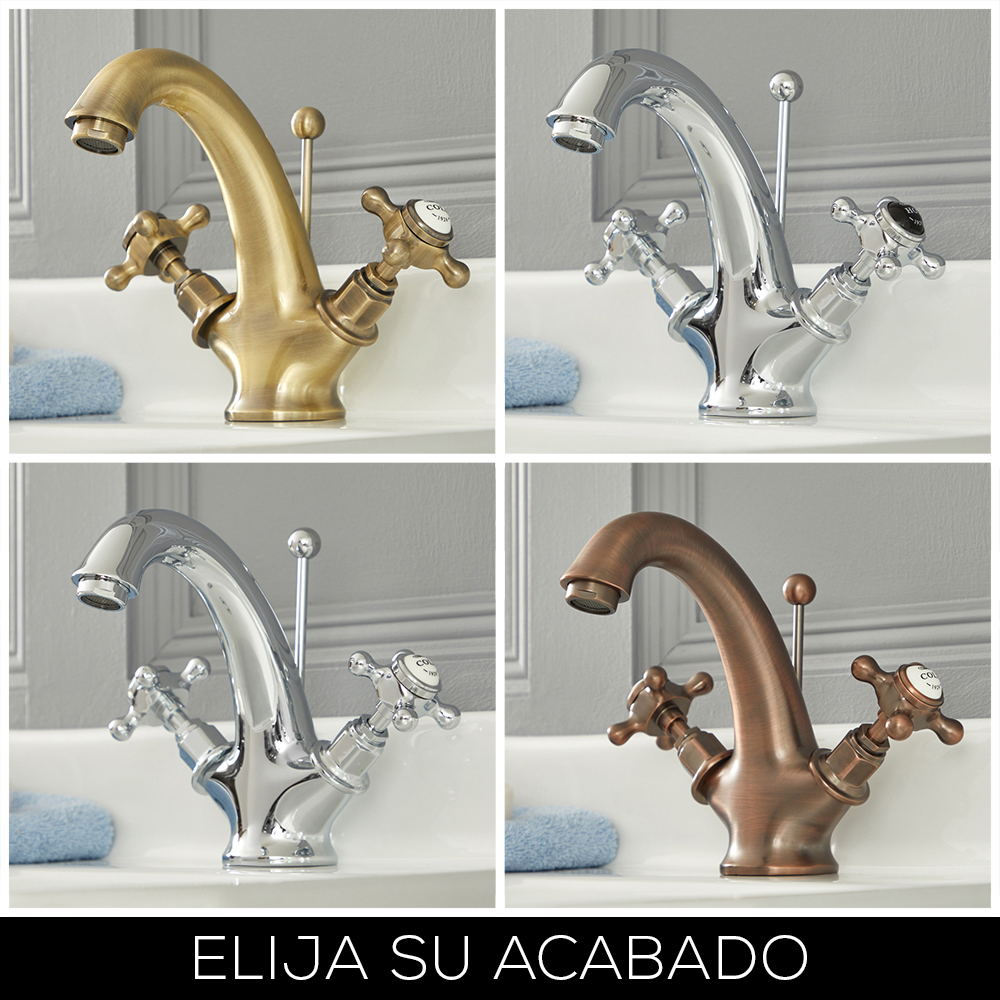 Grifo Mezclador para Lavabo Monoforo Tradicional con Manijas en Cruceta Disponible en Distintos Acabados - Elizabeth