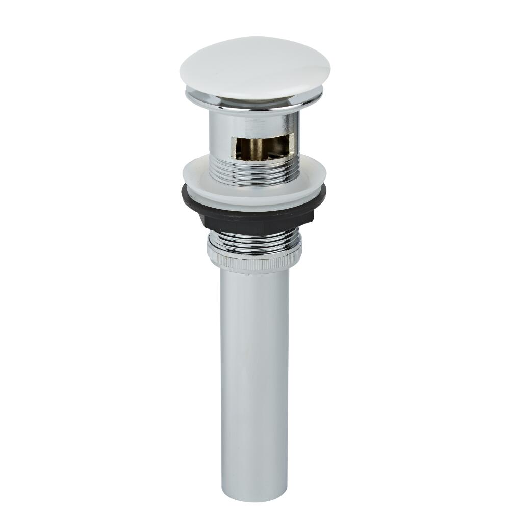 Válvula de Desagüe para Lavabo con Acabado Cromado y Blanco