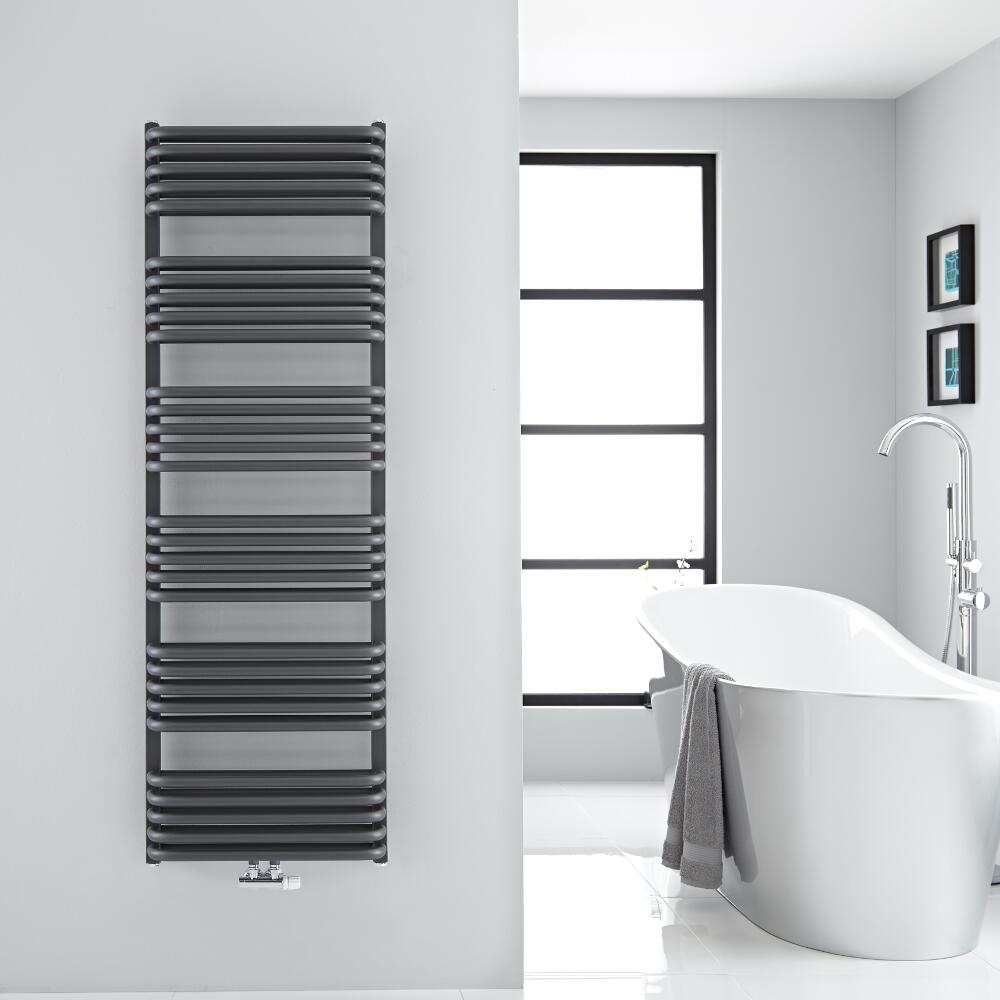 Radiador Toallero con Conexión Central - Curvo - Antracita - 1533mm x 500mm - 1524 Vatios - Arch
