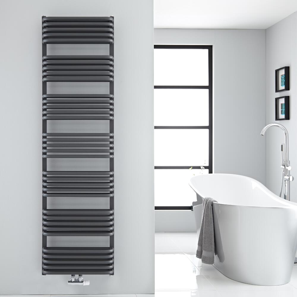 Radiador Toallero con Conexión Central - Curvo - Antracita - 1800mm x 500mm - 1740 Vatios - Arch