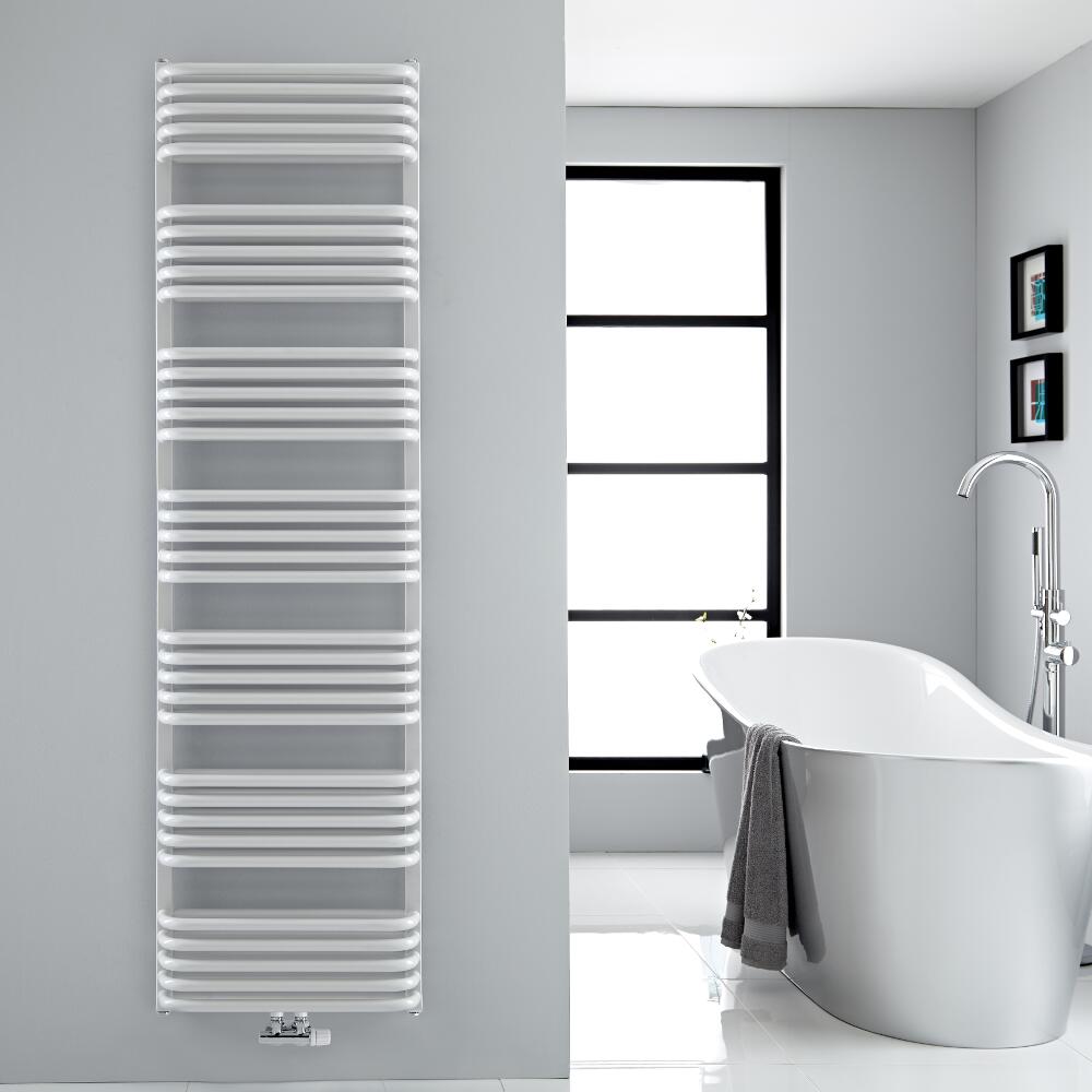 Radiador Toallero con Conexión Central - Curvo - Blanco - 1800mm x 500mm – 1740 Vatios - Arch