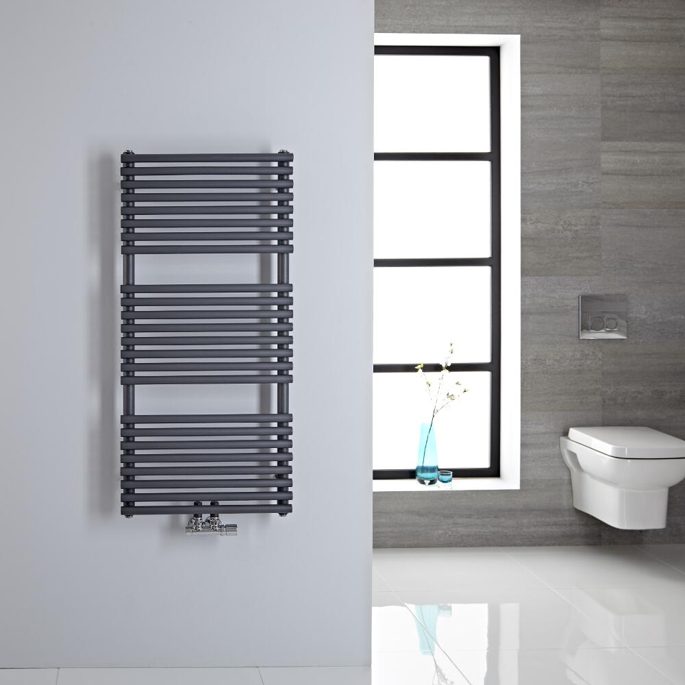 Radiador Toallero Plano - Conexión Central - Antracita - 1065mm x 500mm - 334 Vatios - Magera