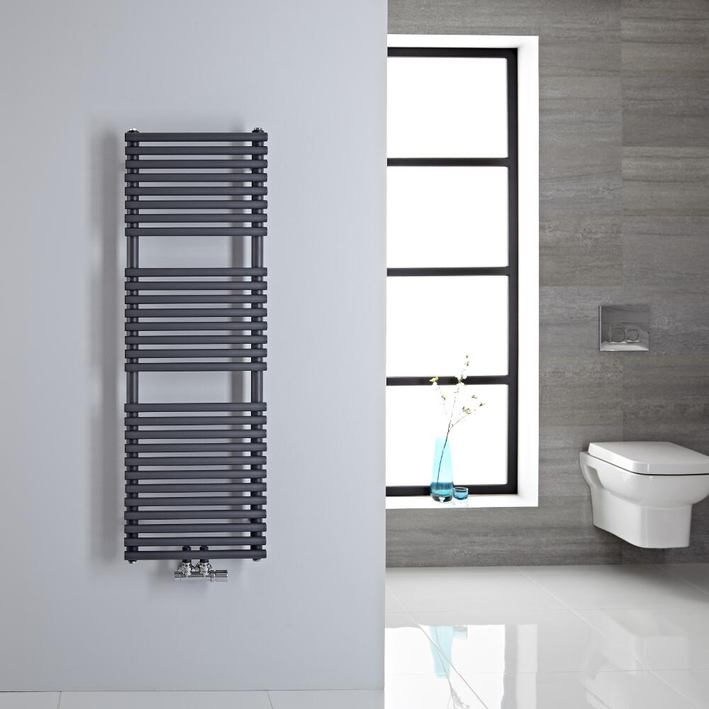 Radiador Toallero Plano - Conexión Central - Antracita - 1216mm x 400mm - 362 Vatios - Magera