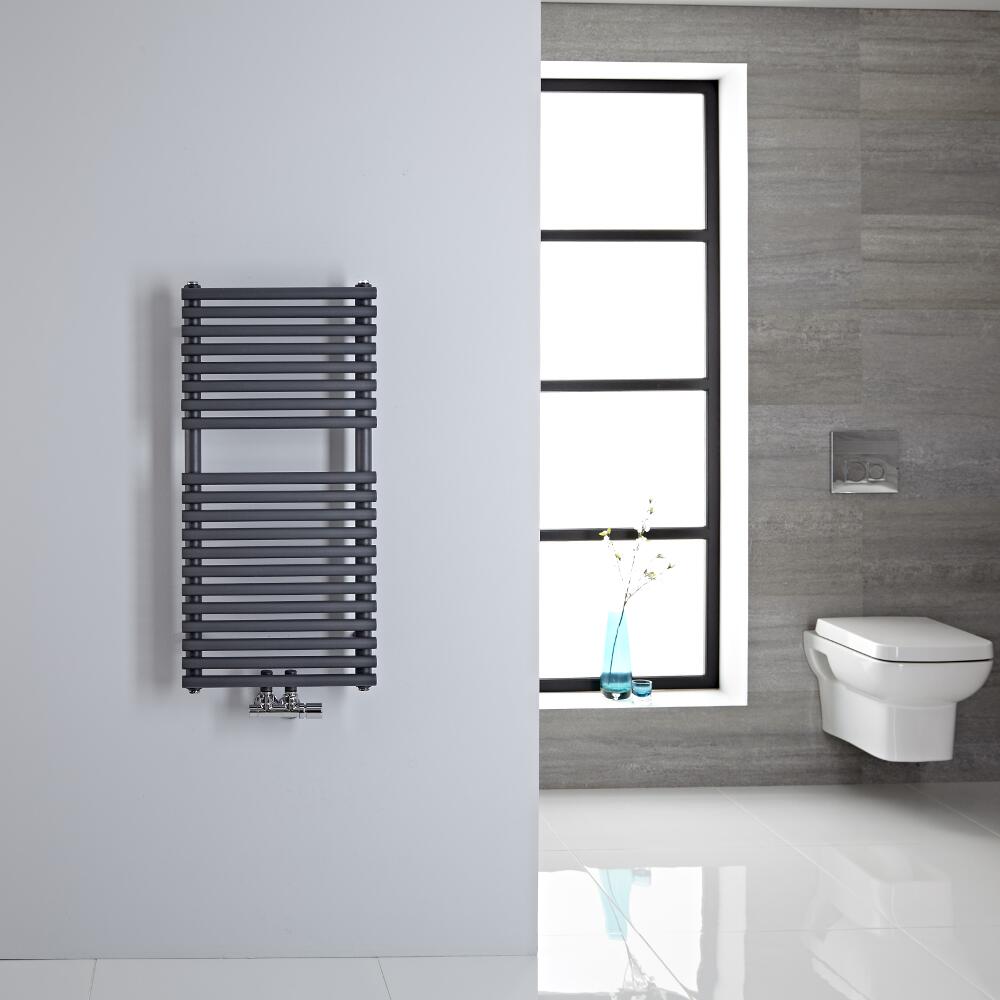 Radiador Toallero - Plano - Conexión Central - Antracita - 835mm x 400mm - 304 Vatios - Magera