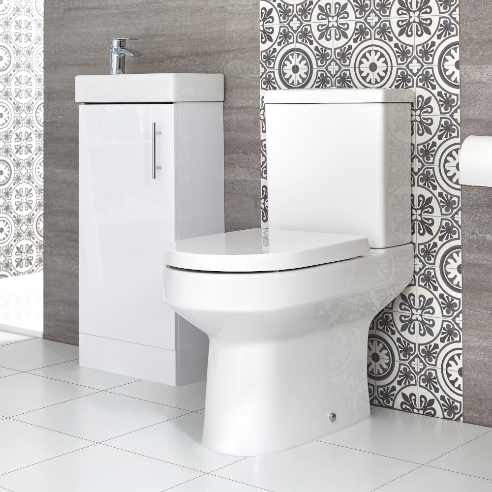 Conjunto de Baño Covelly Completo con Mueble de Lavabo a Suelo de 400mm e Inodoro Monobloque - Selección de Acabados