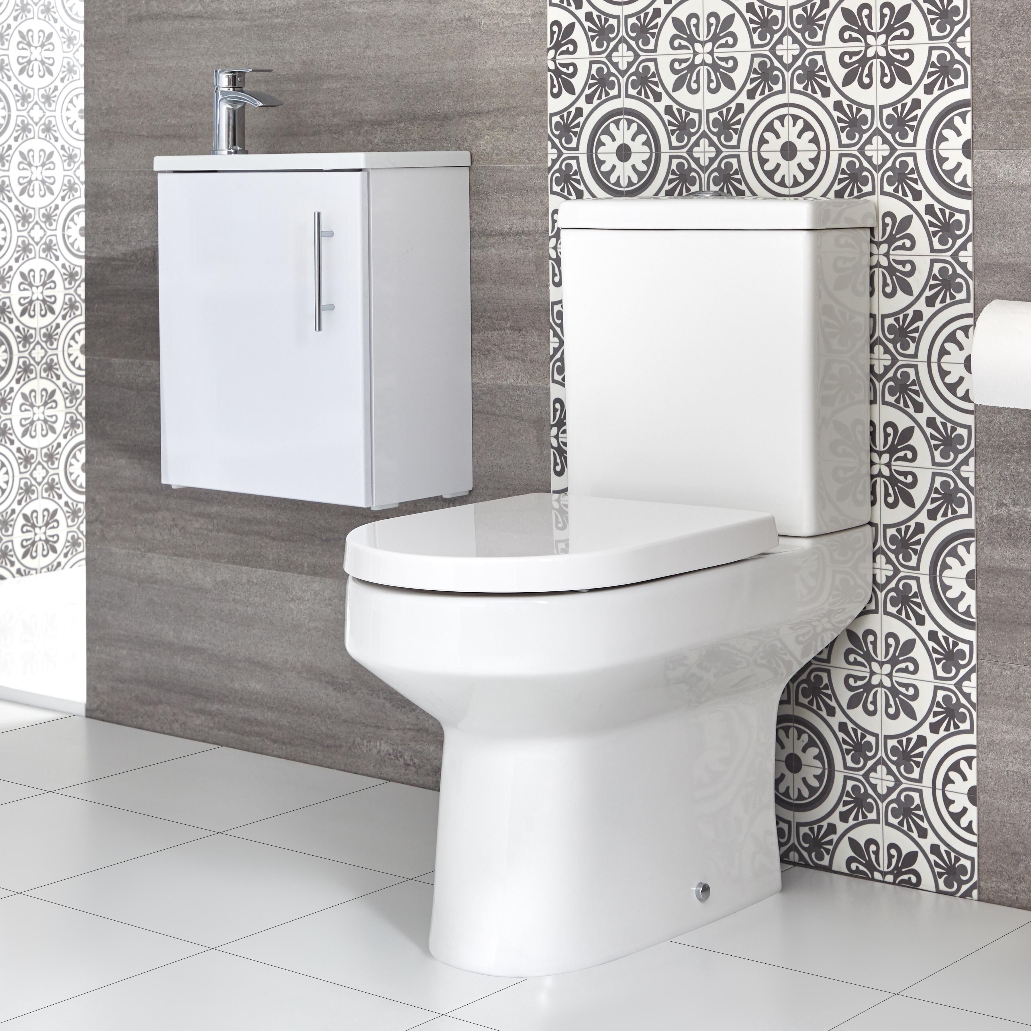 Conjunto de Baño Covelly Completo con Mueble de Lavabo Suspendido de 400mm con Lavabo Compacto e Inodoro Monobloque - Selección de Acabados