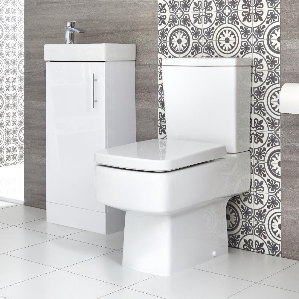 Conjunto de Baño Exton Completo con Mueble de Lavabo a Suelo de 400mm e Inodoro Monobloque - Selección de Acabados
