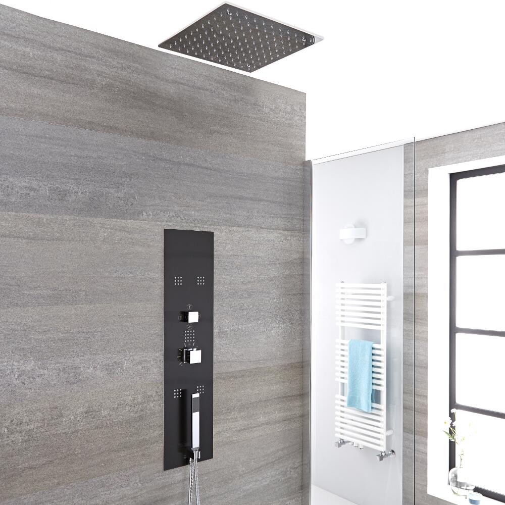 Panel de Ducha Empotrable Hidromasaje Minimalista con Alcachofa de Ducha de Techo Empotrable de 280mm - Llis
