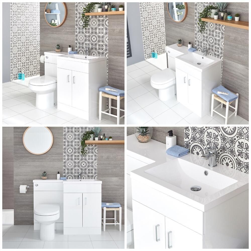 Conjunto de Baño Moderno Color Blanco Completo con Mueble de Lavabo en