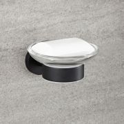 Jabonera con Soporte Mural de Color Negro con Acabado Opaco - Nox