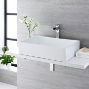 Lavabo Sobre Encimera Rectangular de Cerámica 600x390mm - Haldon
