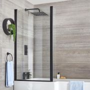 Pared de Bañera a Forma de “L” con Perfil Negro - Nox