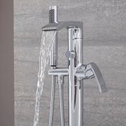 Grifo Mezclador Autoportante con Ducha de Mano para Bañera Independiente - Razor
