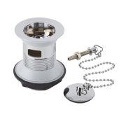 Válvula de Desagüe Tradicional para Lavabos con Rebosadero Completa con Cadena - Disponible en Distintos Acabados