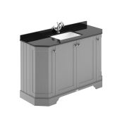 Mueble de Lavabo Tradicional Angular - 1220mm con Encimera de Mármol Negra - Disponible en Distintos Acabados y con Selección de Lavabo - Old London