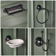 Conjunto de Accesorios de Baño Tradicional de 4 Piezas de Color Negro - Elizabeth