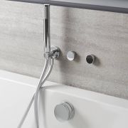 Control de Ducha Digital Termostático Completo con Telefonillo de Ducha y Llenador de Bañera para Rebosadero con Válvula de Desagüe - Cromado - Narus
