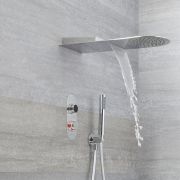 Ducha Digital con Sistema de Control de 3 Salidas con Alcachofa Efecto Lluvia y Cascada con Telefonillo - Narus