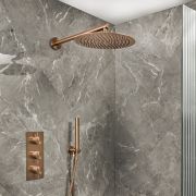 Conjunto de Ducha Termostático Moderno Triple, con Alcachofa de Ducha Mural y Telefonillo de Ducha - Disponible en Distintos Acabados (2 Salidas) - Otto