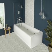 Bañera Tradicional de Hidromasaje Whirlpool Estándar con Mampara para Bañera Cromada - Selección de Faldones y Disponible en Distintas Medidas - Richmond