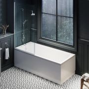 Bañera Tradicional para Ducha con Un Respaldo - Disponible en Distintas Medidas con Mampara en Distintos Tamaños y Opción de Faldones - Richmond