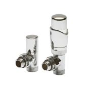 Par de Llaves Termostáticas Con Cabezal Cromado para Radiador y Toallero con Adaptadores para Tubos de Cobre de 15mm
