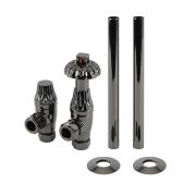 Kit para Radiadores en Estilo Antiguo con Llaves Termostáticas Angulares y Kit Cubre Tubos  - Disponibles en Distintos Acabados - Regent