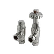 Par de Llaves Termostáticas Angulares en Estilo Antiguo para Radiador y Radiador Toallero con Tubos de Cobre de 15mm -  Disponibles en Distintos Acabados - Regent